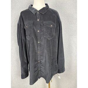 Roxy Women's Black Corduroy Button-Up Shirt With Collar & Pockets XXL NWT's